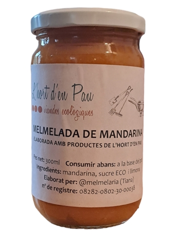 Melmelada de MANDARINA ECO 300ml L'Hort d'en Pau | 663 | ORIGEN: L'HORT D'EN PAU | Venda de verdures i fruites 100% ecològiques